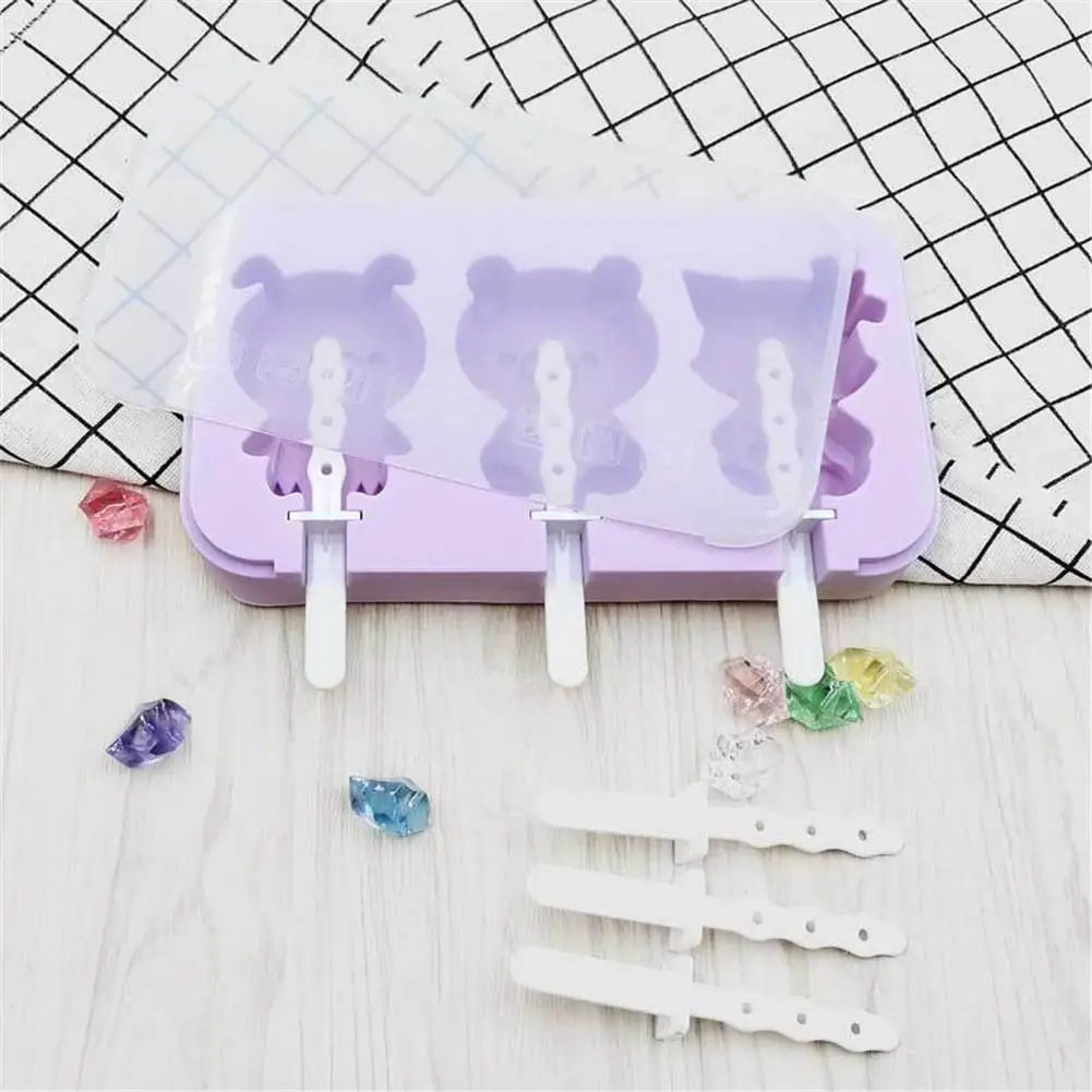 Симпатичная форма для мороженого с крышкой силиконовая домашнего ручной работы