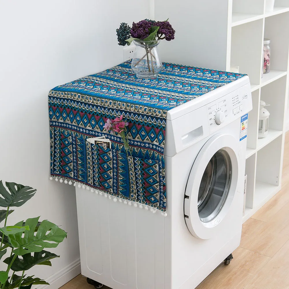 

Refrigerator Dust Cover with Pocket Dust Protector Washing Machine Dust Cover Kitchen Bathroom Storage Organizer Bag Hanging Bag