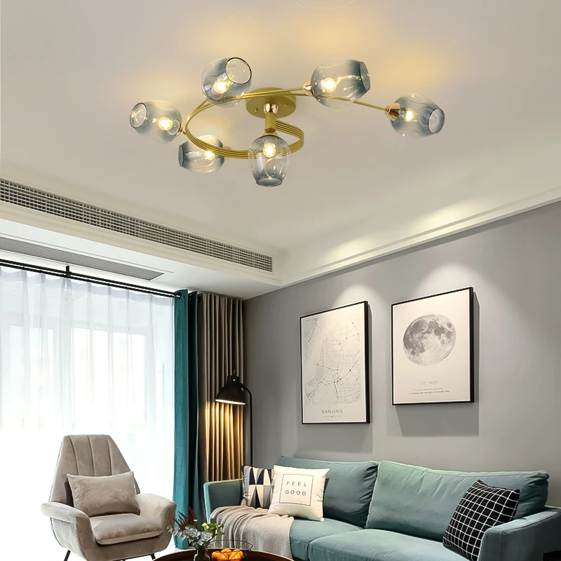 Nordic lamp Glass LED ceiling lights modern 4/6 led E27 lamps dining living room bedroom kitchen lighting fixture | Освещение