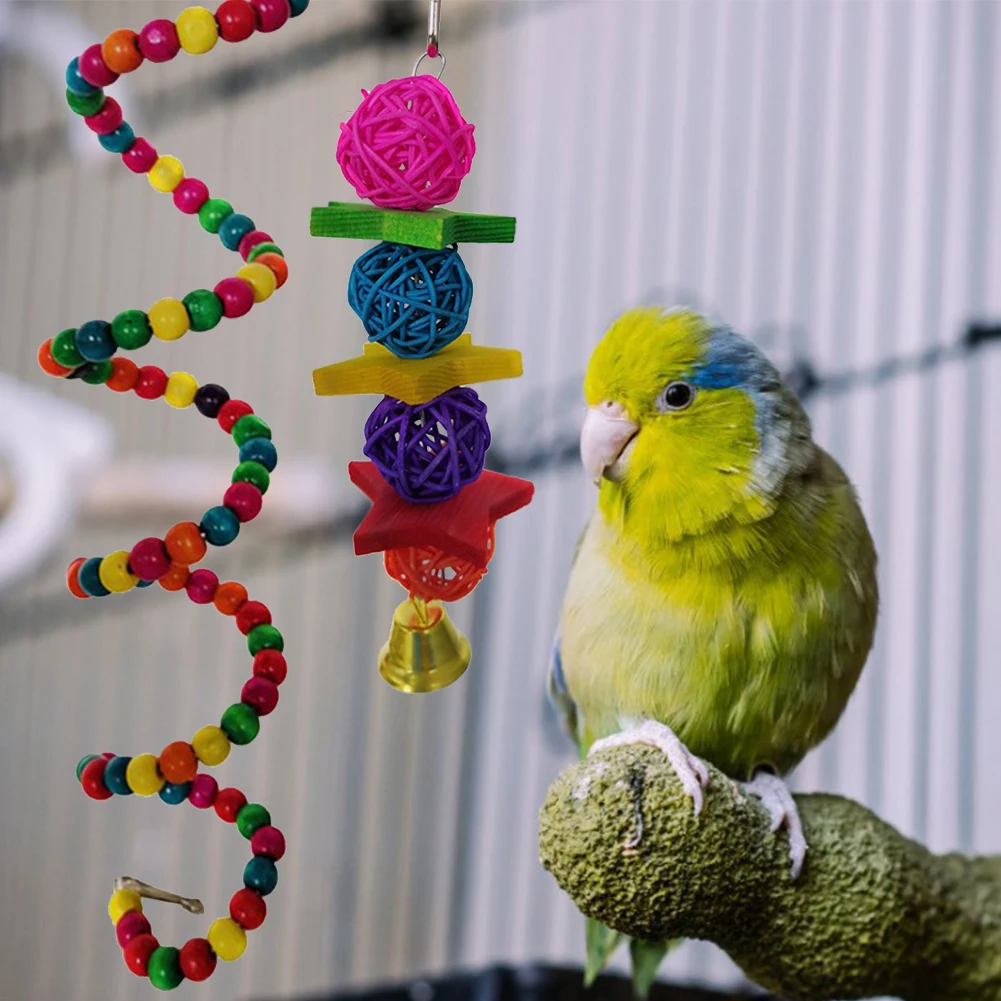 7 шт. попугай звонкое подвесные игрушечный гамак комплект забавная домашняя
