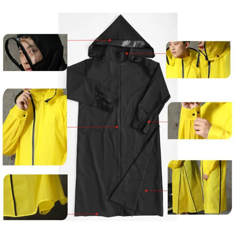 EVA плащ для женщин/мужчин на молнии с капюшоном пончо мотоцикл Дождевик длинный