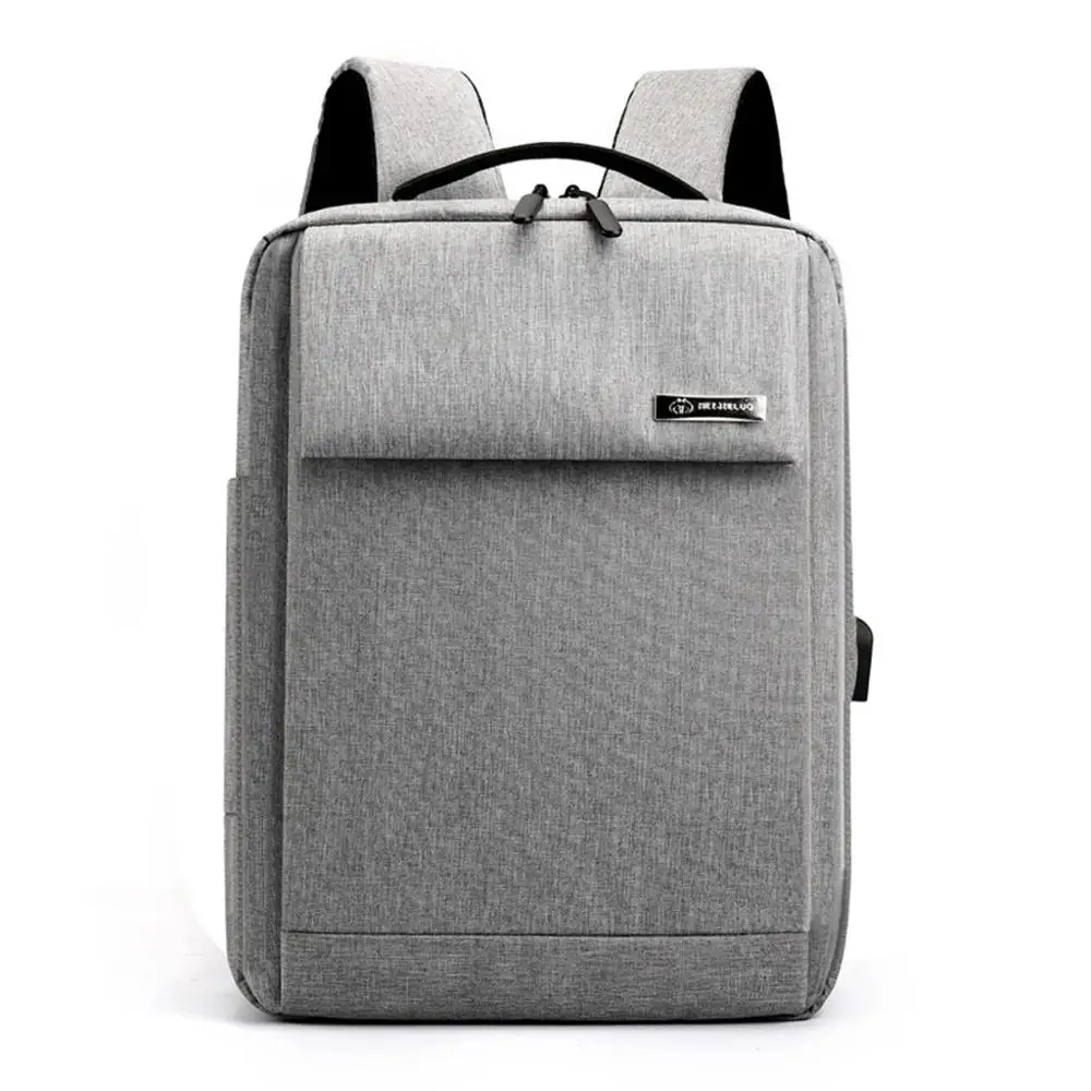 Модный однотонный деловой рюкзак для женщин и мужчин школьный ранец на ремне с USB