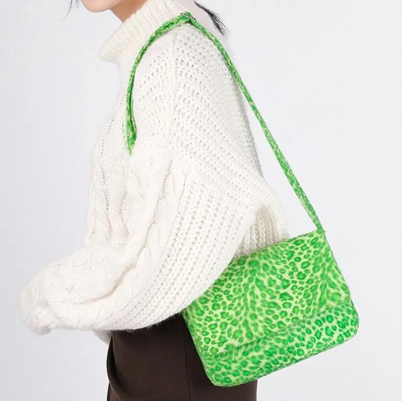 Меховая сумка с животным принтом леопардовая для женщин зимние теплые сумки