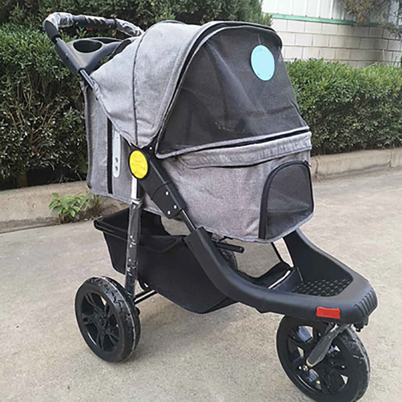 

Hot Sale Large Luxury Cheap Lightweight Multifunction Foldable Pets Dogs 3 Wheels Strollers Fold Cats Trolley For Wholesale Gear
