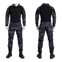 tactical military bdu uniform clothing army tactical shirt jacket pants with knee pads camouflage hunting clothes kryptek black