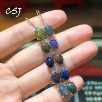 csj real natural opal dangle earrings 925 sterling silver ethiopia opal gemstone 5768mm jewelry for women party gift