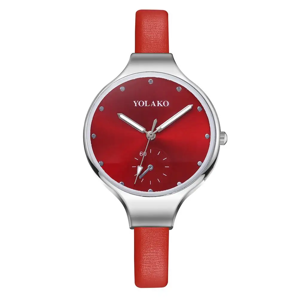 Silver red Роскошные женские модные часы-браслет, розовые женские кварцевые часы, новые качественные женские наручные часы, женские кожаные часы - Цвет: Silver red