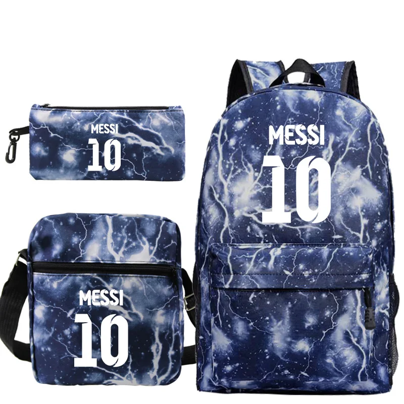 

3Pcs/Sets Mochilas Lionel Messi Backpack for Boys Girls School Bags Bookbag Shoulder Bags Pencil Case Casaul Travel Backpack