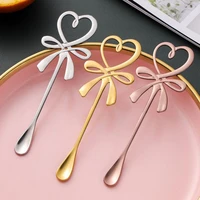 304 stainless steel coffee spoon love bow hanging cup spoon stirring spoon creative wedding gift coffee scoops minimalist style