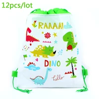12pcs dinosaur theme boys favors mochila birthday party non woven fabrics drawstring gifts bags baby shower decoration backpack
