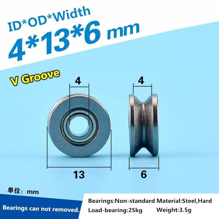 

5pcs 4*13*6mm V604ZZ metal V type bearing 4mm bore
