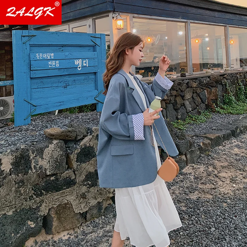 

Женский блейзер, куртка, новинка осень-зима 2021, просторный костюм в Корейском стиле на одной пуговице, темпераментная модная женская одежда ...