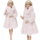 Ручной работы 1, зимний теплый комплект зимней светильник, розовый, светло-розовый мех пальто платье Повседневная одежда Одежда Аксессуары Одежда для куклы Барби