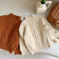 children pull over sweater 2021 winter autumn baby boys girls knit top twist thickening warm kids jumper korean style shirt