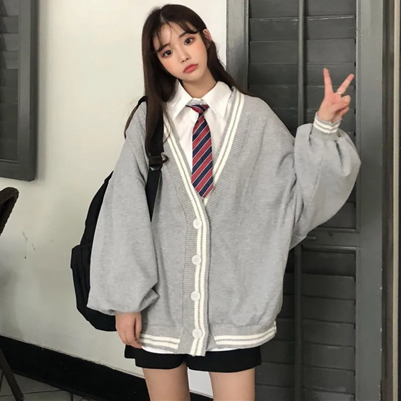 2020 г. Осенняя мода хит продаж свободный цветной кардиган в духе колледжа