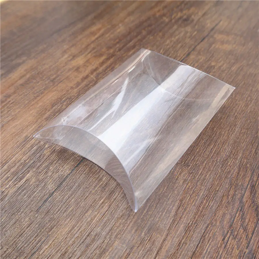 PVC clear 25 шт., Подарочная коробка для конфет на подушку, новинка, бумажная подушка в форме подушки, свадебные подарочные коробки, вечерние подарочные коробки для пирога, Экологичная Подарочная коробка из крафт-бумаги - Цвет: PVC clear