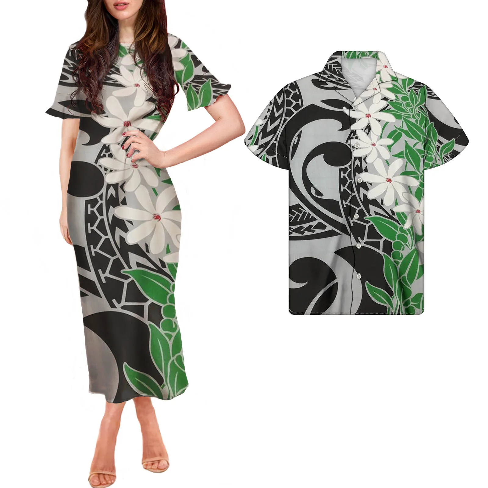 

Cumagical New Women Casual Short Sleeve Girls Long Dresses Lady Dress Samoa Hawaii Polynesian Tribal Print Fabrics Dress