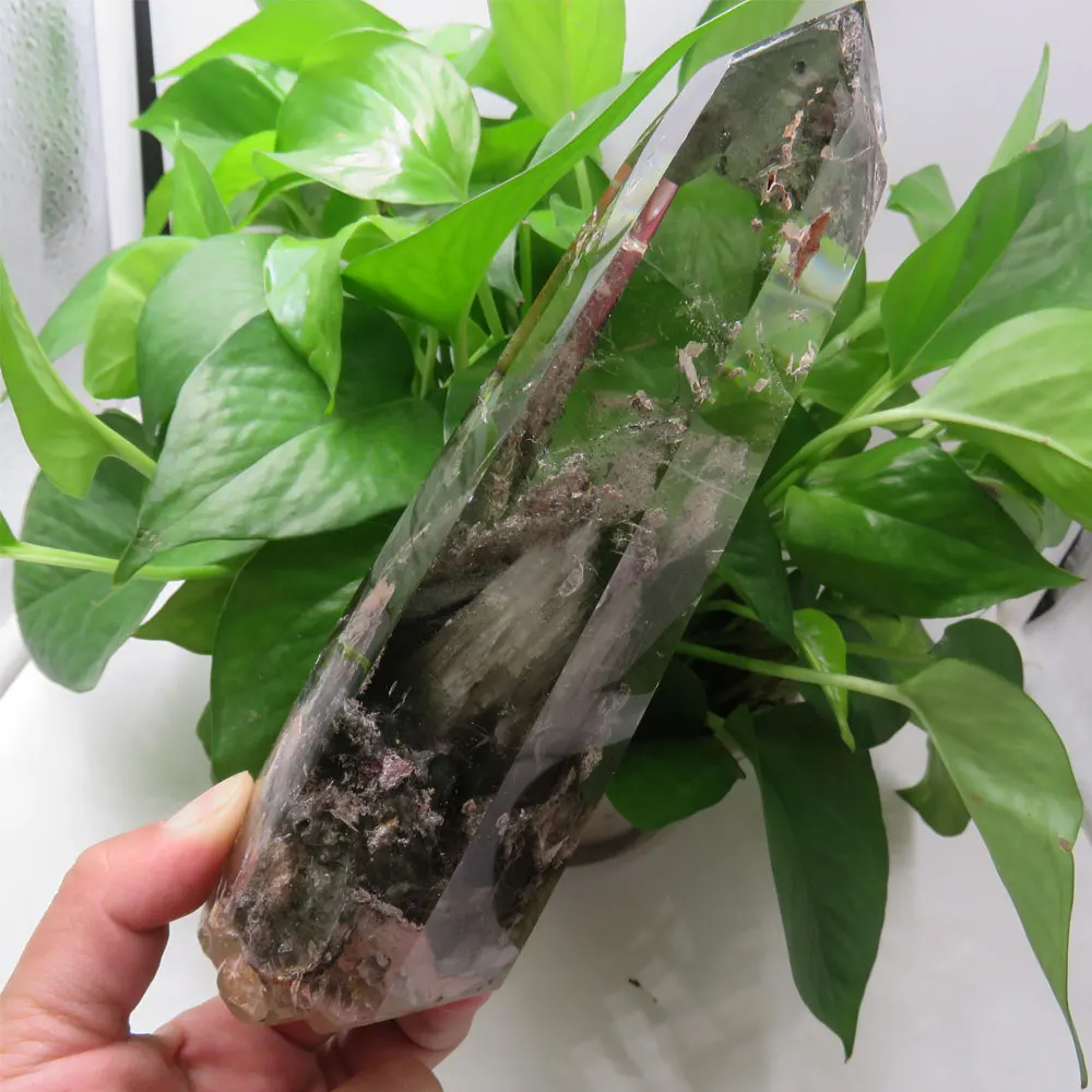 Фантастический! 532 г натуральный зеленый фантомный кварцевый кристалл точечная