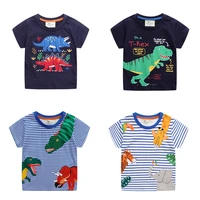 dinosaur boys summer tops animals cars print stripe tees fashion boys girls baby cotton t shirts kid clothing