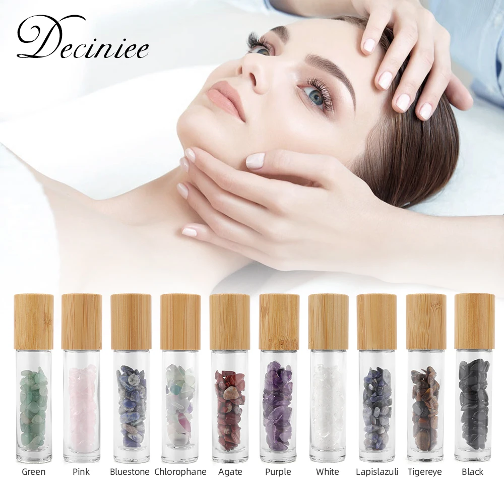 Флакон-роллер с драгоценным камнем 10 мл со стеклянной крошкой пробником эфирного