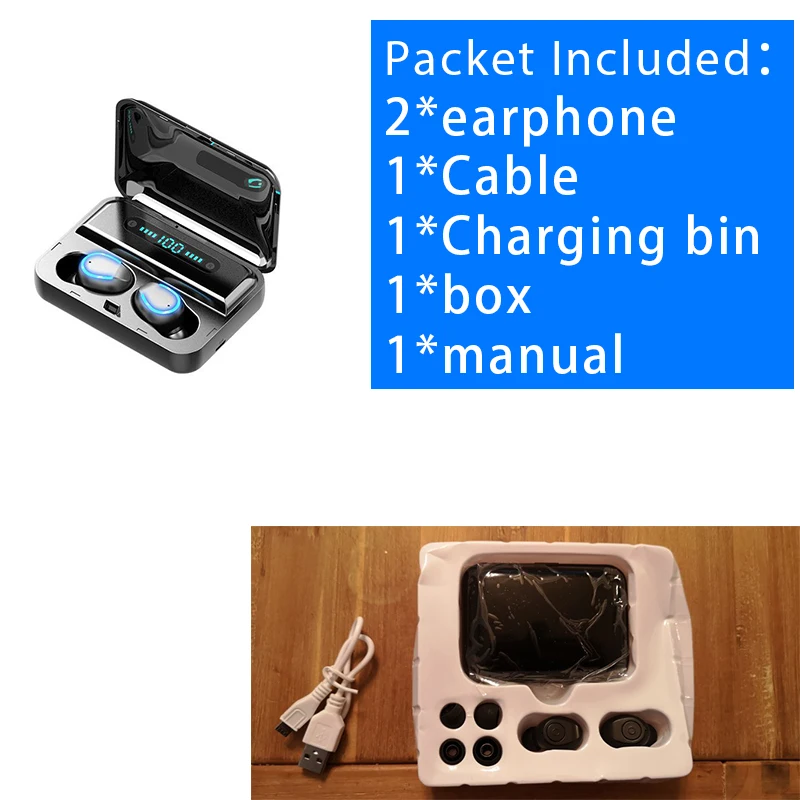 option 1 F9 мини Bluetooth гарнитуры беспроводные наушники Bluetooth 5,0 IPX7 водонепроницаемые наушники TWS наушники F9 для Xiaomi IPhone с коробкой - Цвет: option 1