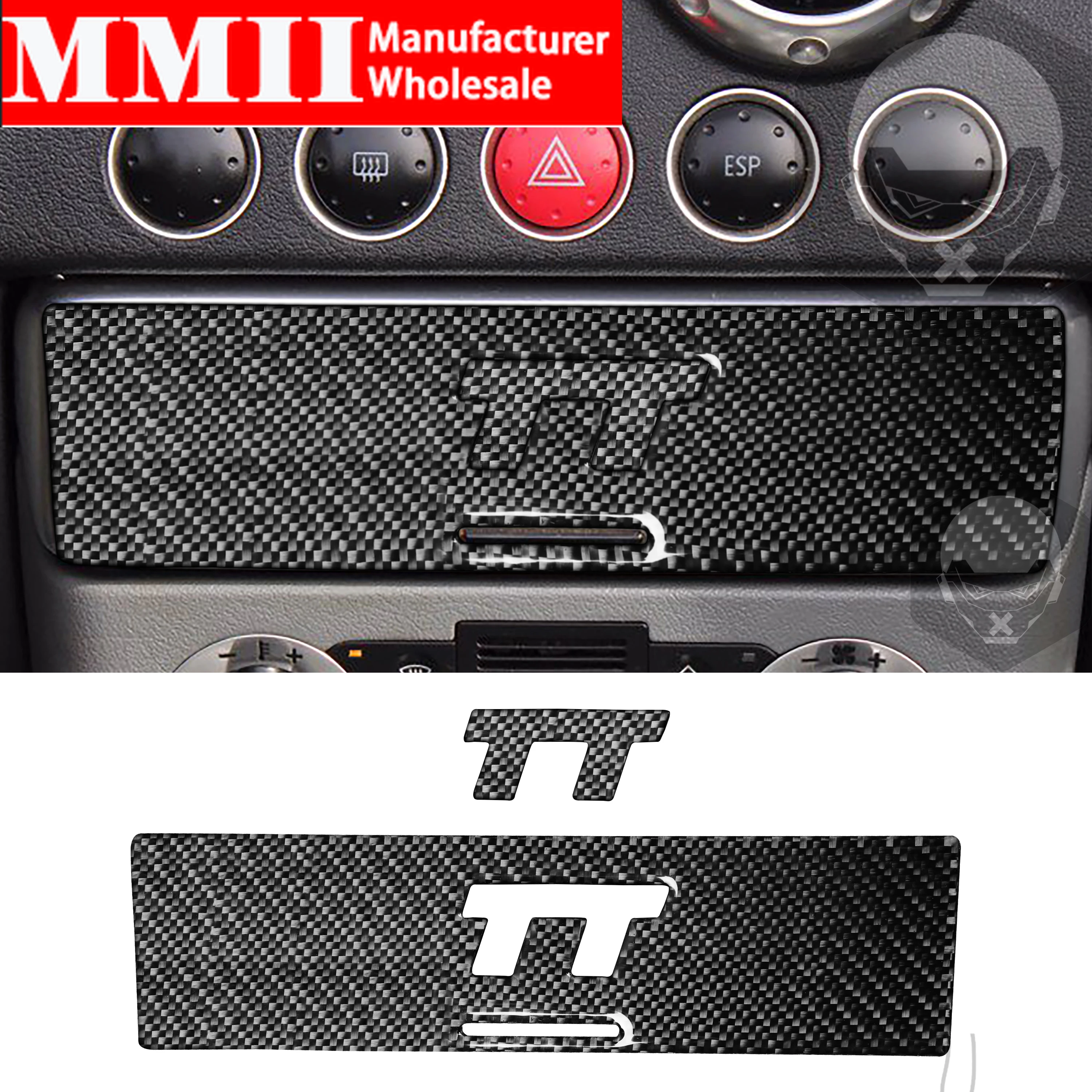 

Carbon Fiber Sticker Interior For Audi TT MK1 8N 2001-2006 Car Center Console Chrome Logo Cover Decal Central Control Trim