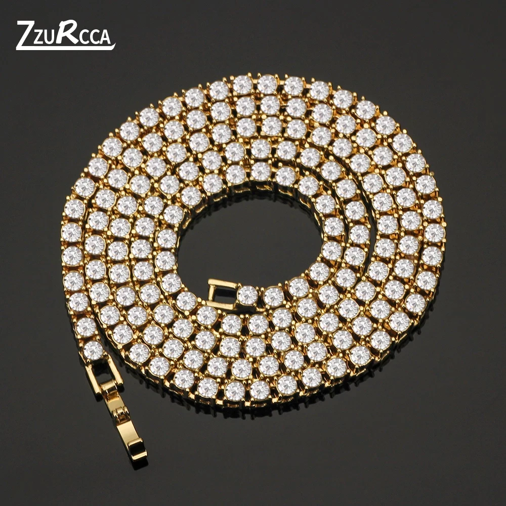 Ожерелье в стиле хип-хоп женское теннисная цепь 1 и 2 ряда сверкающие ожерелья с