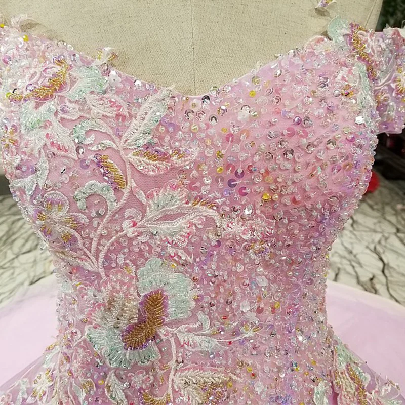 LSX83219 сиреневое бальное платье блестящее вечернее с открытыми плечами для