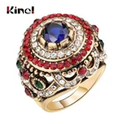 Женское Винтажное кольцо Kinel, винтажное Золотое антикварное кольцо в стиле панк с инкрустацией из синей смолы и кристаллами