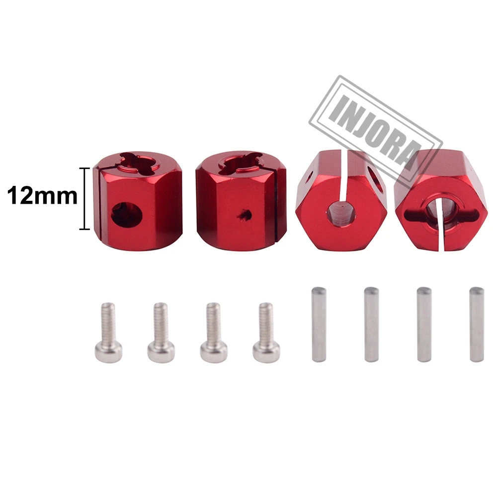 12MM Red Injora 4 шт. 12 мм шестигранник колеса ступица шестерни, толщина 7/8/9/10/11/12 мм для 1/10 RC комплект автомобильных принадлежностей для передней и задней оси SCX10 90046 Tamiya по супер скидке MST RC автомобильная часть - Цвет: 12MM Red