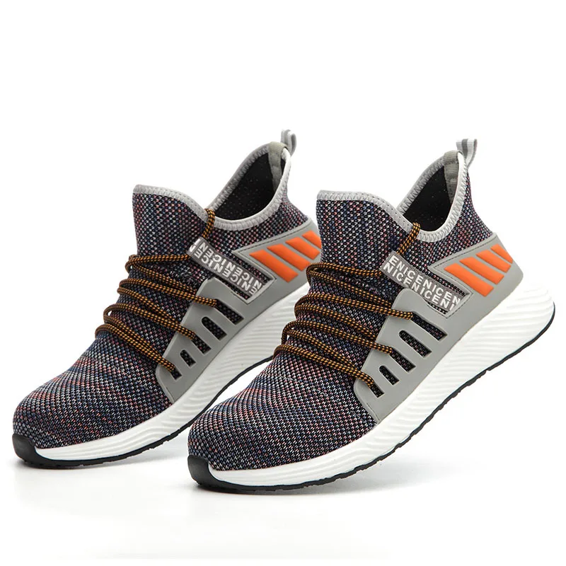 Стальная безопасная обувь мужские легкие дышащие проколы мягкие кроссовки