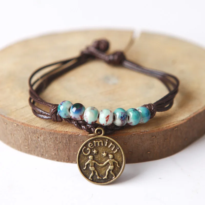 Бусины браслет 12 Созвездие керамические Цзиндэчжэнь ручной работы цветок