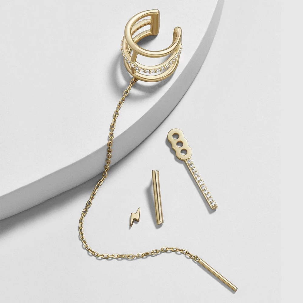 Набор серег гвоздиков в виде цепочки с молнией С образной формы|Серьги-гвоздики| |
