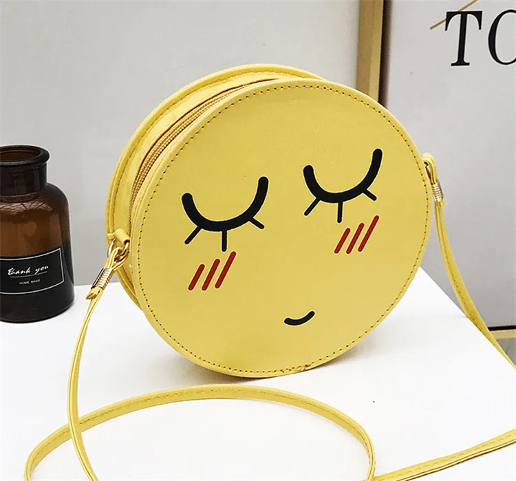Маленькая круглая сумка со смайликом милая сумка-мессенджер для девочек оптовая