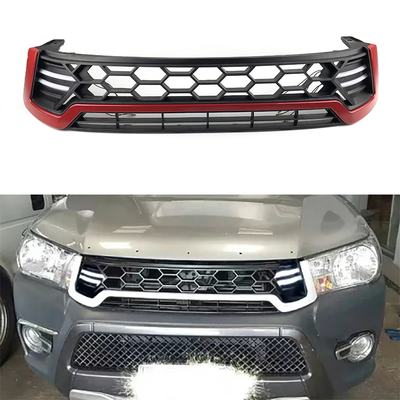 

Передняя решетка для Hilux Revo 2015 2016 2017, передняя решетка для гонок с светильник кой