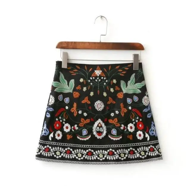 

Runway 2020 Women's Vintage Floral Print Embroidery Skirt High Waist Luxury European Designer Mini Skirts Female