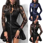 Женское облегающее вечерние ное платье-трапеция, на молнии, с длинным рукавом