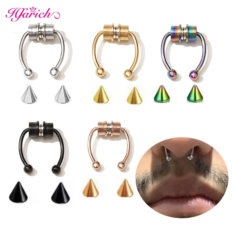 

1Pc Punk Stainless Steel Magnetic Septum Piercing Fake Nose Ring Goth Hoop Nose Septum Rings Ear Clip Body Jewelry Unusual Gift