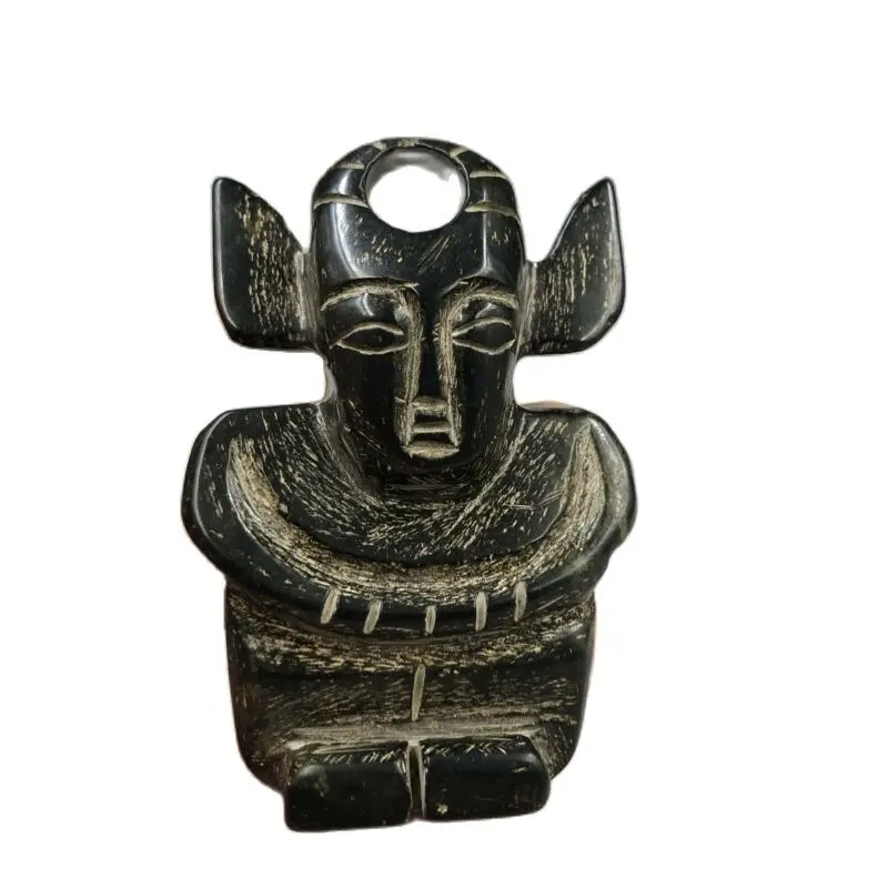 Неолитическая вековая культура Hongshan черный магнит метеорит резной кулон с