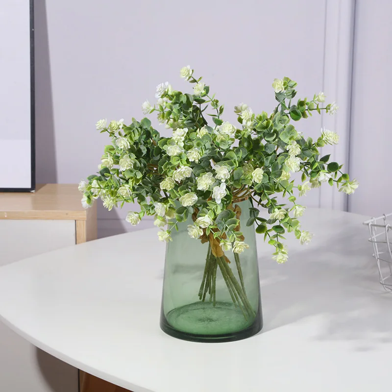 

Artificial Plants Eucalyptus Grass Plastic Ferns Green Leaves Fake Flower Plant Wedding Home Decoration Table Decors