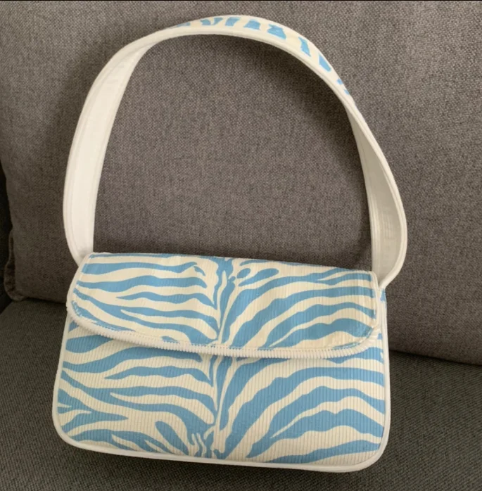 

Fashion women messenger bag corduroy baguette zebra-stripe female bag blue simple one shoulder cute bag summer giuyy778
