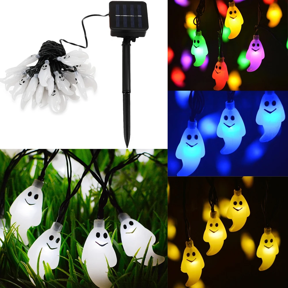 

Хеллоуин струнный светильник s 20/30-LED Ghost солнечный светильник для украшения сада свадебной вечеринки