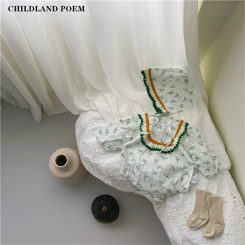 

Baby Girls Romper Newborn Summer Baby Romper Jumpsuit With Hat Cotton Floral Infant Girls Jumpsuit Clothes Baby Sunsuit Playsuit