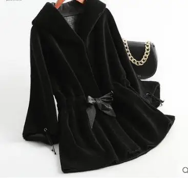 black Осенне-зимнее женское пальто из натурального меха, шерстяная куртка, повседневное корейское пальто из овечьей шерсти, женские замшевые длинные женские топы с капюшоном ZT356 - Цвет: black