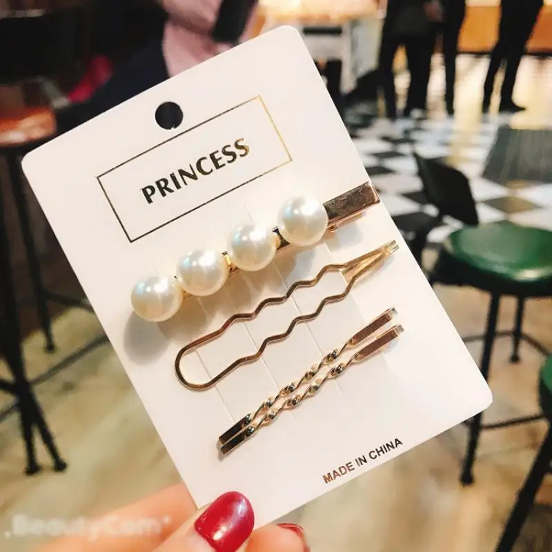 3 шт./компл. жемчужная золотая металлическая заколка для волос женщин аксессуары