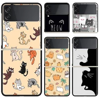 phone case for samsung galaxy z flip 3 5g black hard cover zflip 3 luxury shockproof bumper cases fundas happy cat day shell