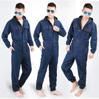 worker clothing workwear overalls denim jumpsuit malefemale factory uniforms work clothes long sleeve thick hooded welding suit