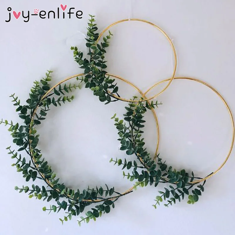 Christmas Decoration Metal Ring Artificial Flower Garland DIY Christmas Wreath Circle Girls Catching Dream Hoop Hanging Decor