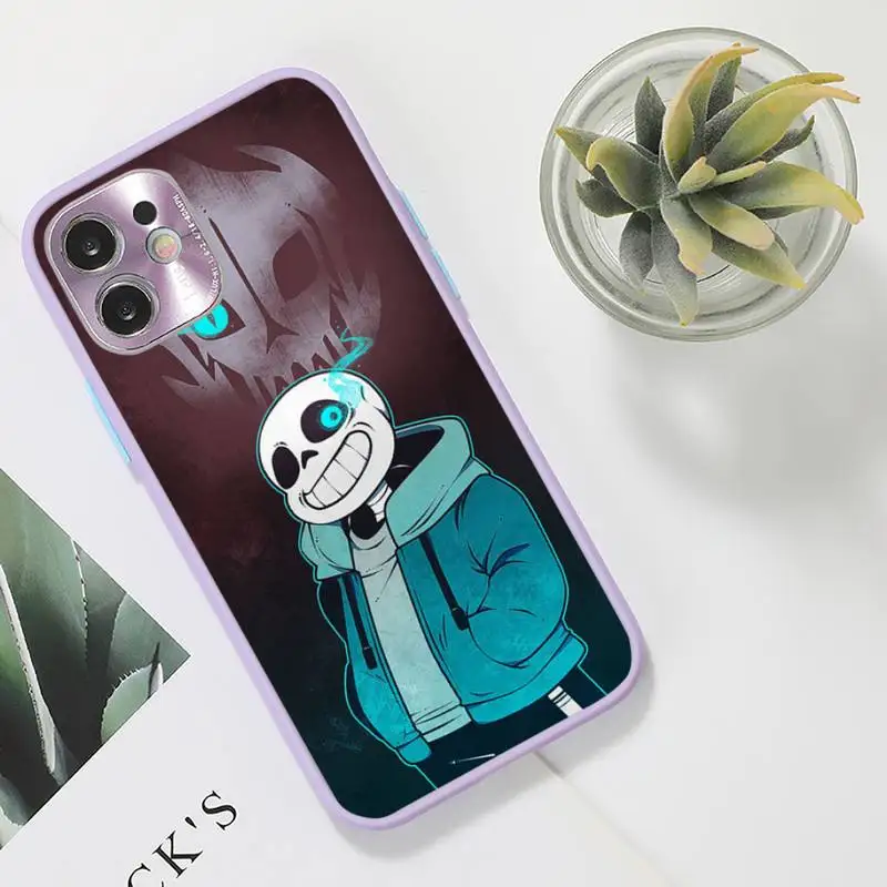 

Undertale Sans Phone Case For iPhone 12 11 Mini Pro XR XS Max 7 8 Plus X Matte transparent Purple Back Cover