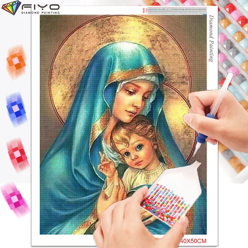 5D Diy Diamond Painting Virgin Mary Icon Embroidery Religion Full Square/round Mosaic Christian Cross Stitch Home Decor Art Gift | Дом и сад